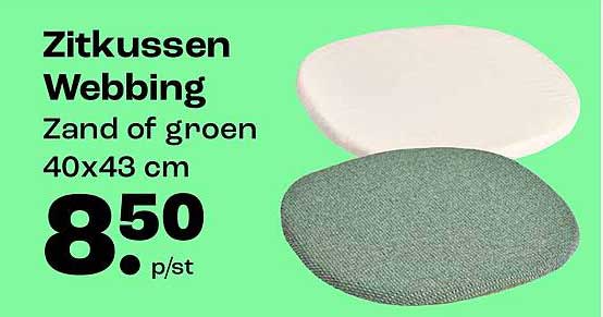 Zitkussen Webbing Zand of groen 40x43 cm