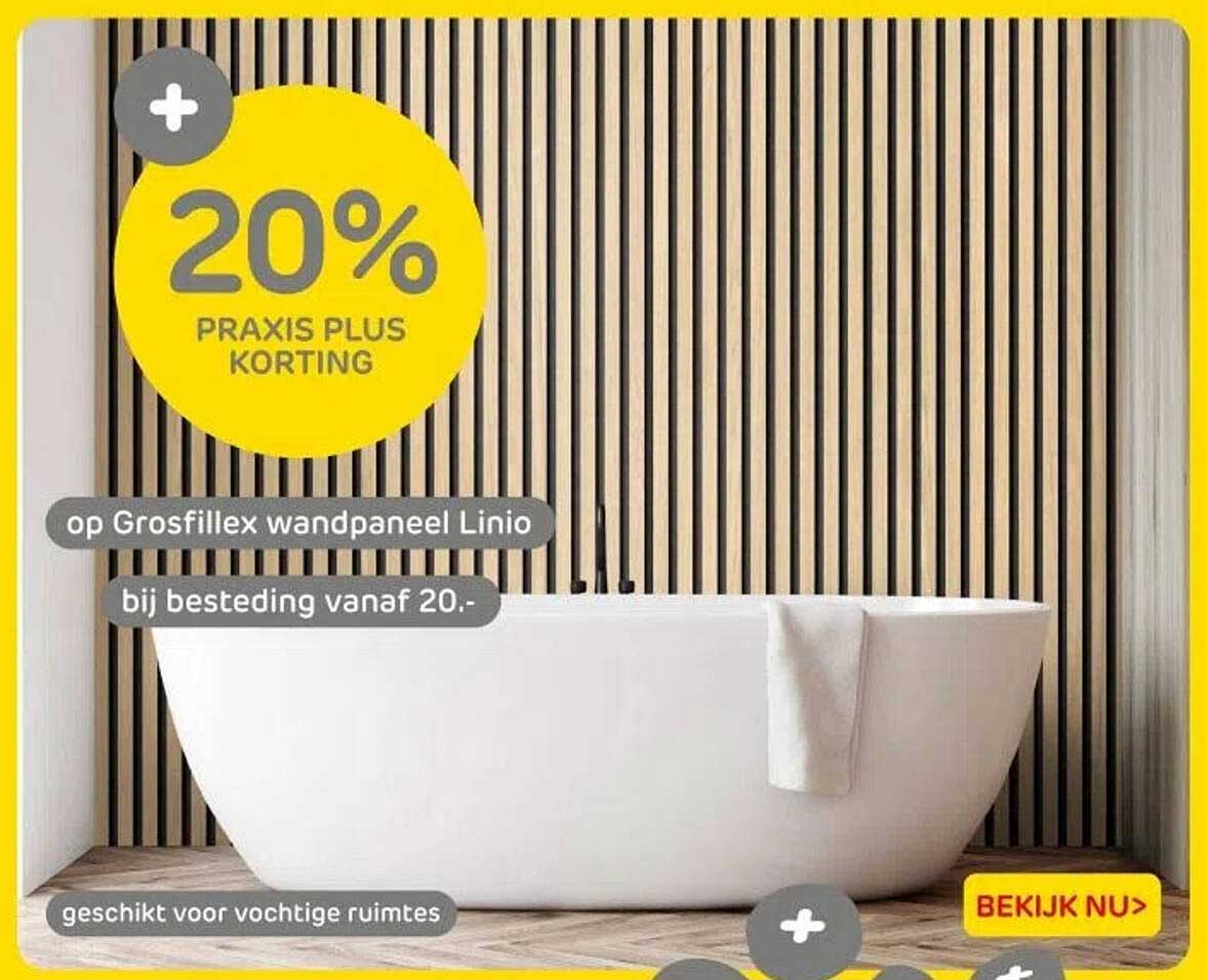 20% PRAKIS PLUS KORTING op Grosfillex wandpaneel Linio bij besteding vanaf 20.-