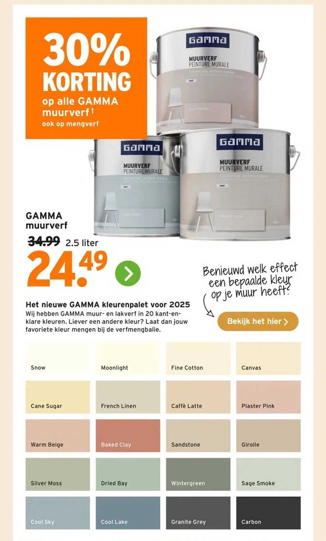 30% KORTING op alle GAMMA muurverf!