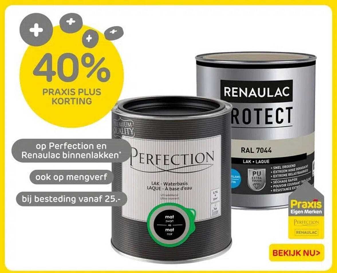 40% PRAxis Plus Korting op Perfection en Renau lac binnenlakken