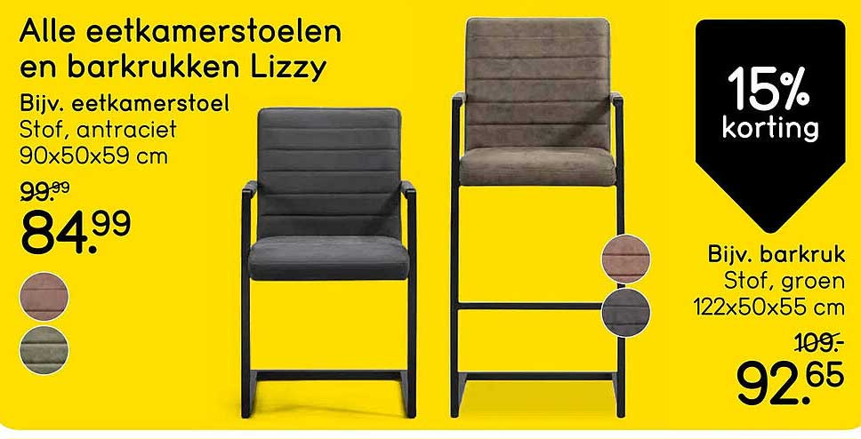 Alle eetkamerstoelen en barkrukken Lizzy