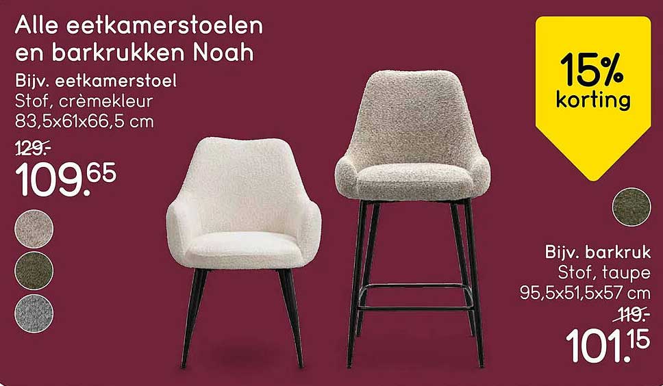 Alle eetkamerstoelen en barkrukken Noah