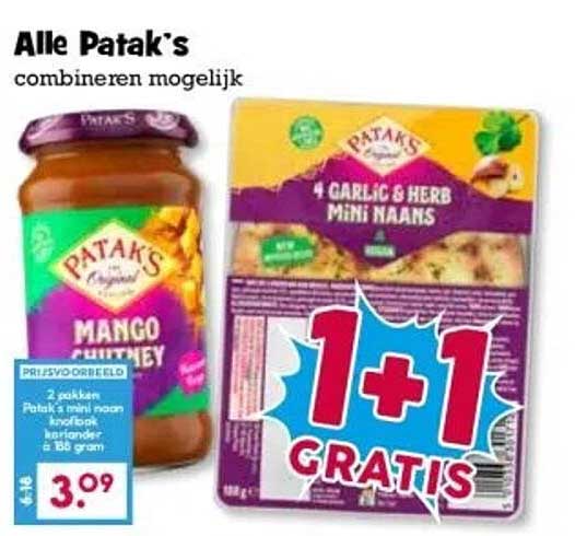 Alle Patak's combineren mogelijk
