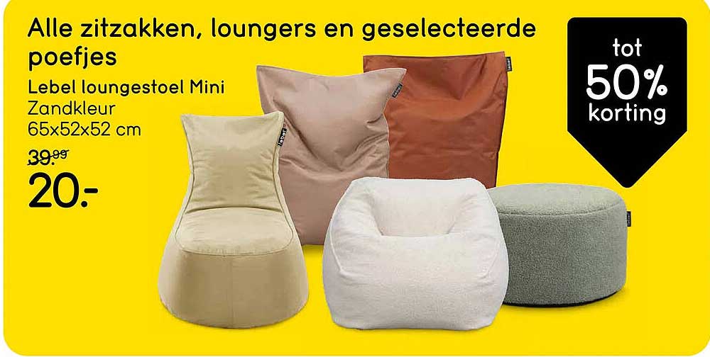 Alle zitzakken, loungers en geselecteerde poefjes