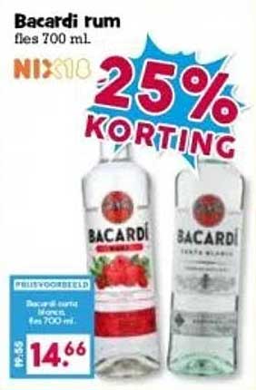 Bacardi rum fles 700 ml.