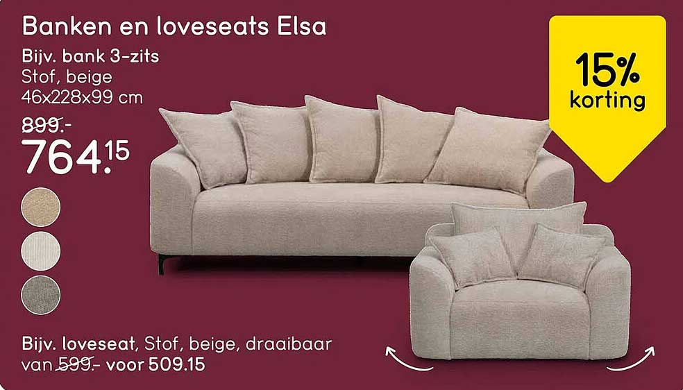 Banken en loveseats Elsa