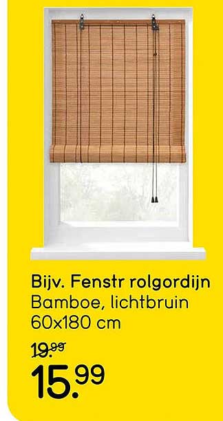Bijv. Fenstr rolgordijn Bamboe, lichtbruin 60x180 cm