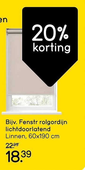 Bijv. Fenstr rolgordijn lichtdoorlatend Linnen, 60x190 cm