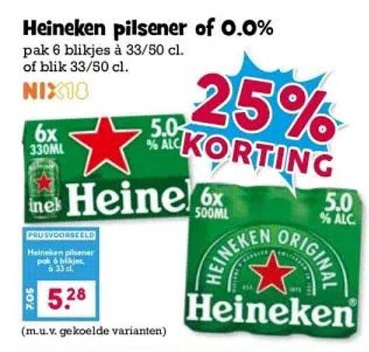 Heineken pilsen of 0.0%