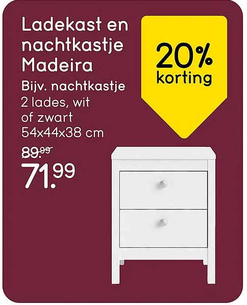 Ladekast en nachtkastje Madeira met 20% korting
