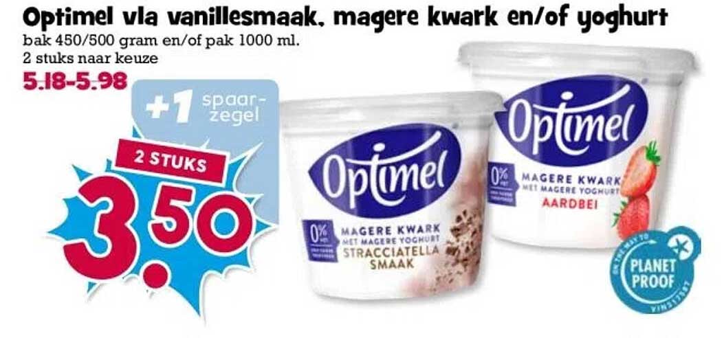 Optimel vla vanillesmaak, magere kwark en/of yoghurt