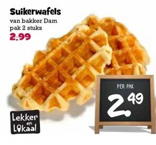 Suikerwafels van bakker Dam pak 2 stuks