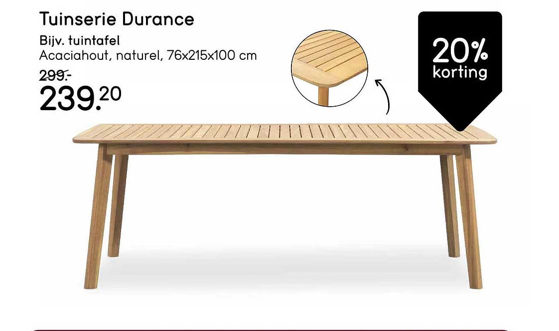Tuinstorie Durance, Bijv. tuintafel