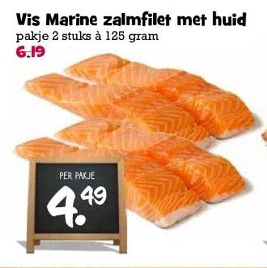 Vis Marine zalmfilet met huid pakje 2 stuks à 125 gram