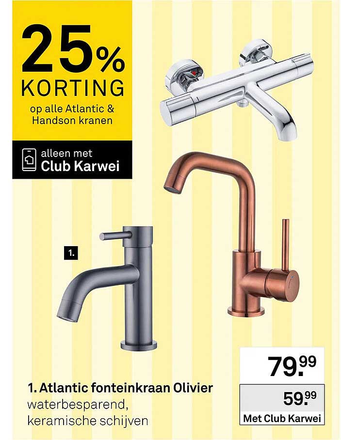 1. Atlantic fonteinkraan Olivier waterbesparend, keramische schijven