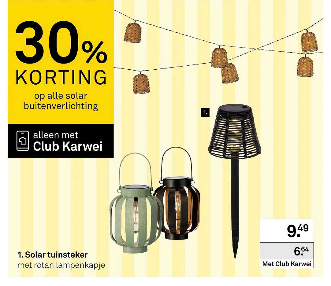1. Solar tuinsteeker met rotan lampenkapje