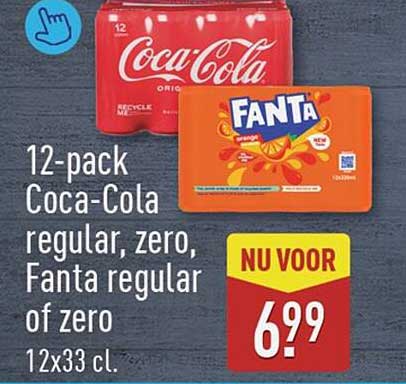12-pack Coca-Cola regular, zero, Fanta regular of zero 12x33 cl.