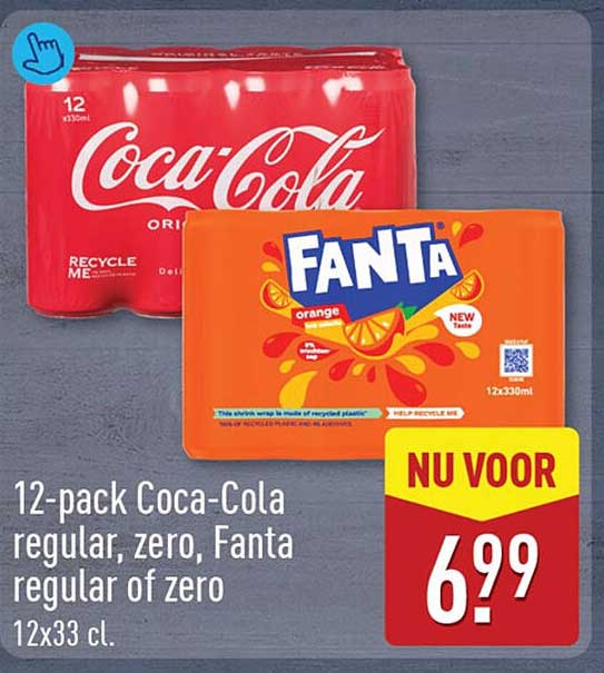12-pack Coca-Cola regular, zero, Fanta regular of zero 12x33 cl.