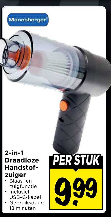 2-in-1 Draadloze Handstofzuiger PER STUK