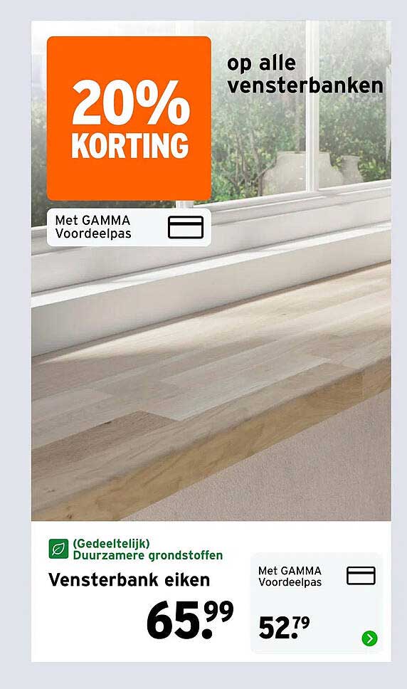 20% korting op alle vensterbanken