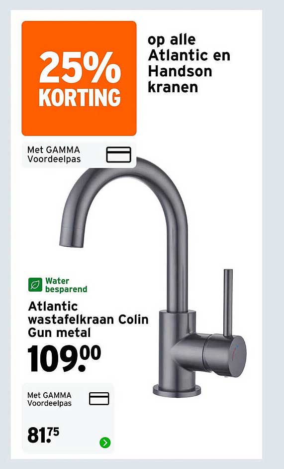 25% KORTING op alle Atlantic en Handson kranen