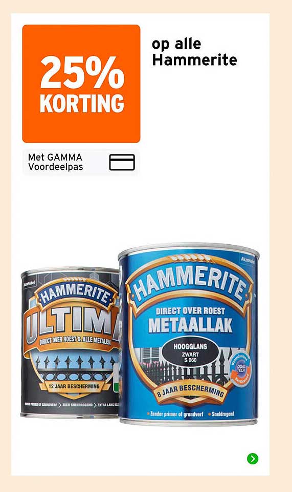 25% korting op alle Hammerite