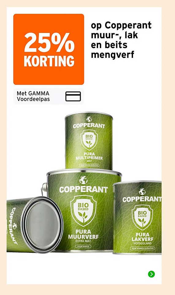 25% KORTING op Copperant muur-, lak en beitsmengverf