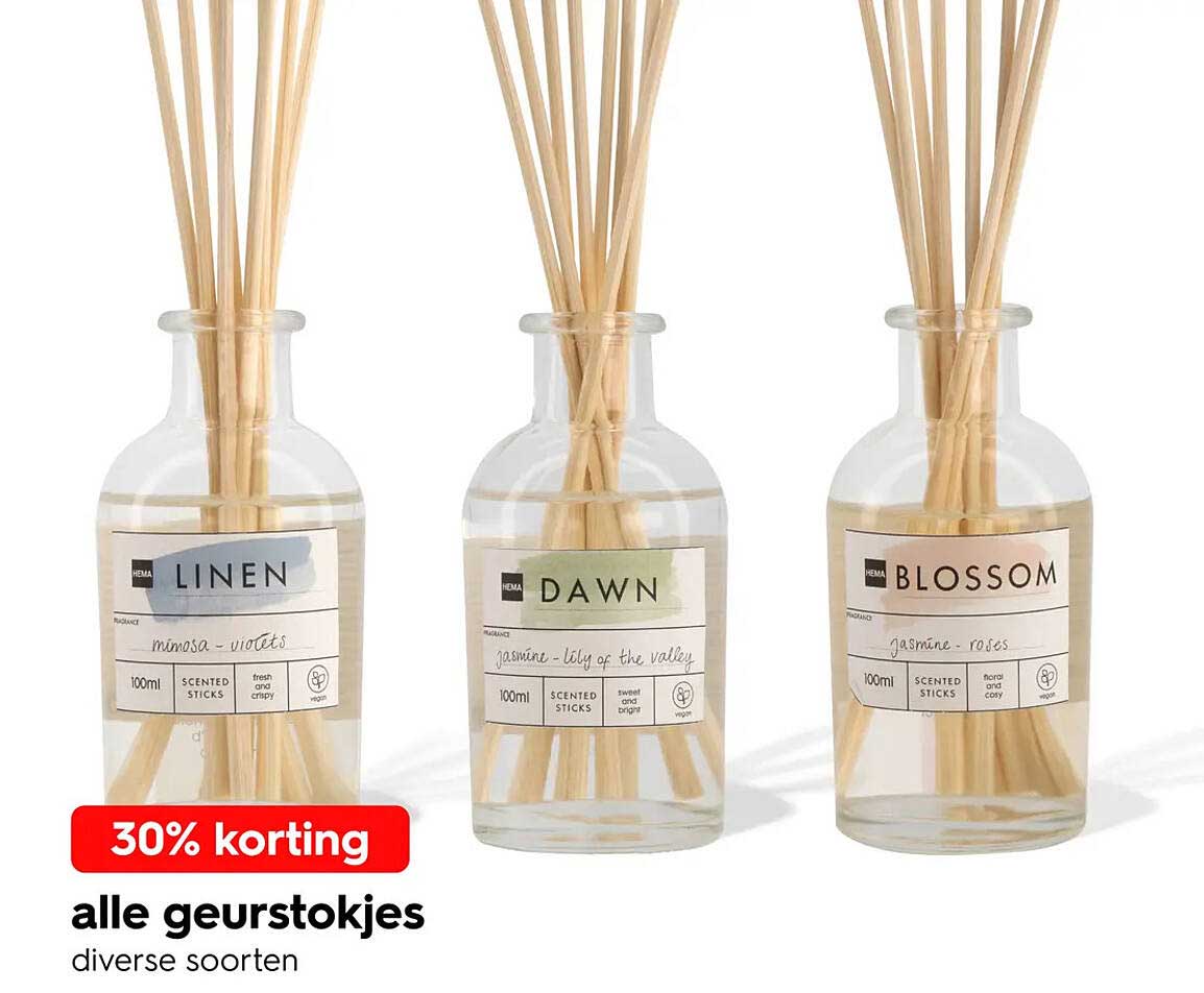 30% korting alle geurstokjes diverse soorten