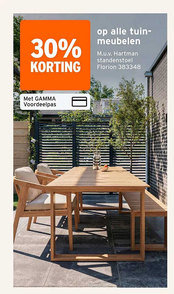 30% KORTING op alle tuin-meubelen M.u.v. Hartman standenstoel Florion 383348