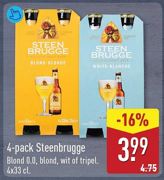 4-pack Steenbrugge Blond 0.0, blond, wit of tripel. 4x33 cl. -16%