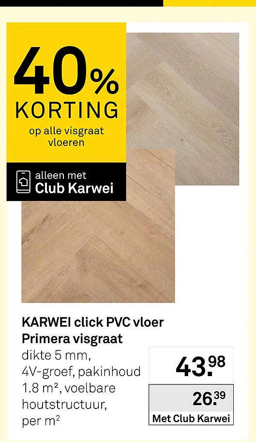 40% KORTING op alle visgraat vloeren alleen met Club Karwei