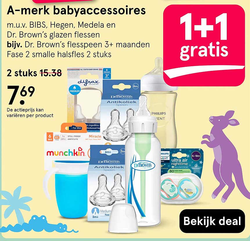A-merk babyaccessoires 1+1 gratis