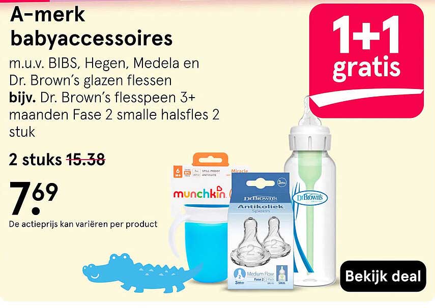 A-merk babyaccessoires 1+1 gratis