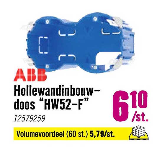 ABB Hollewandinbouwdoos “HW52-F” Volumevoordeel (60 st.) 5,79/st.