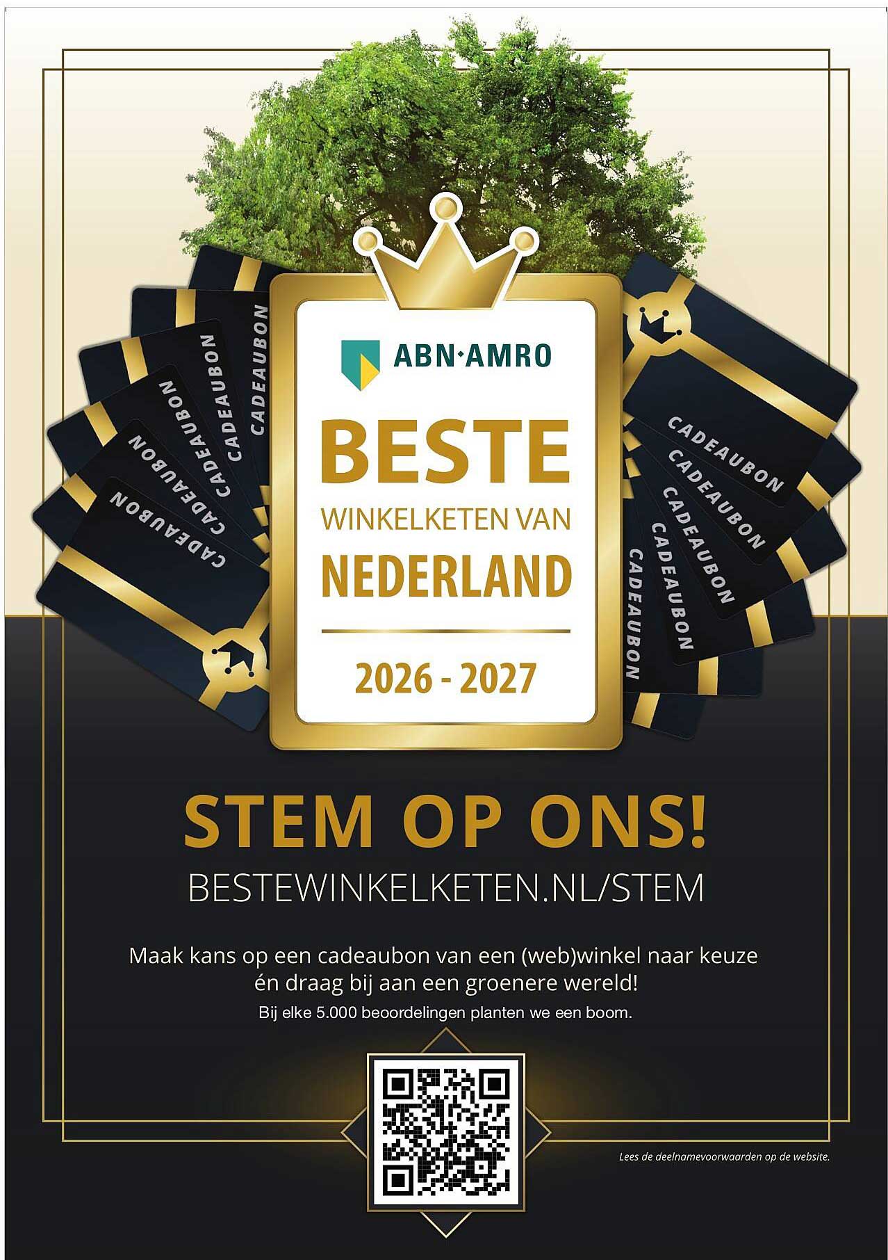 ABN AMRO BESTE WINKELKETENS VAN NEDERLAND 2026 - 2027 STEM OP ONS!