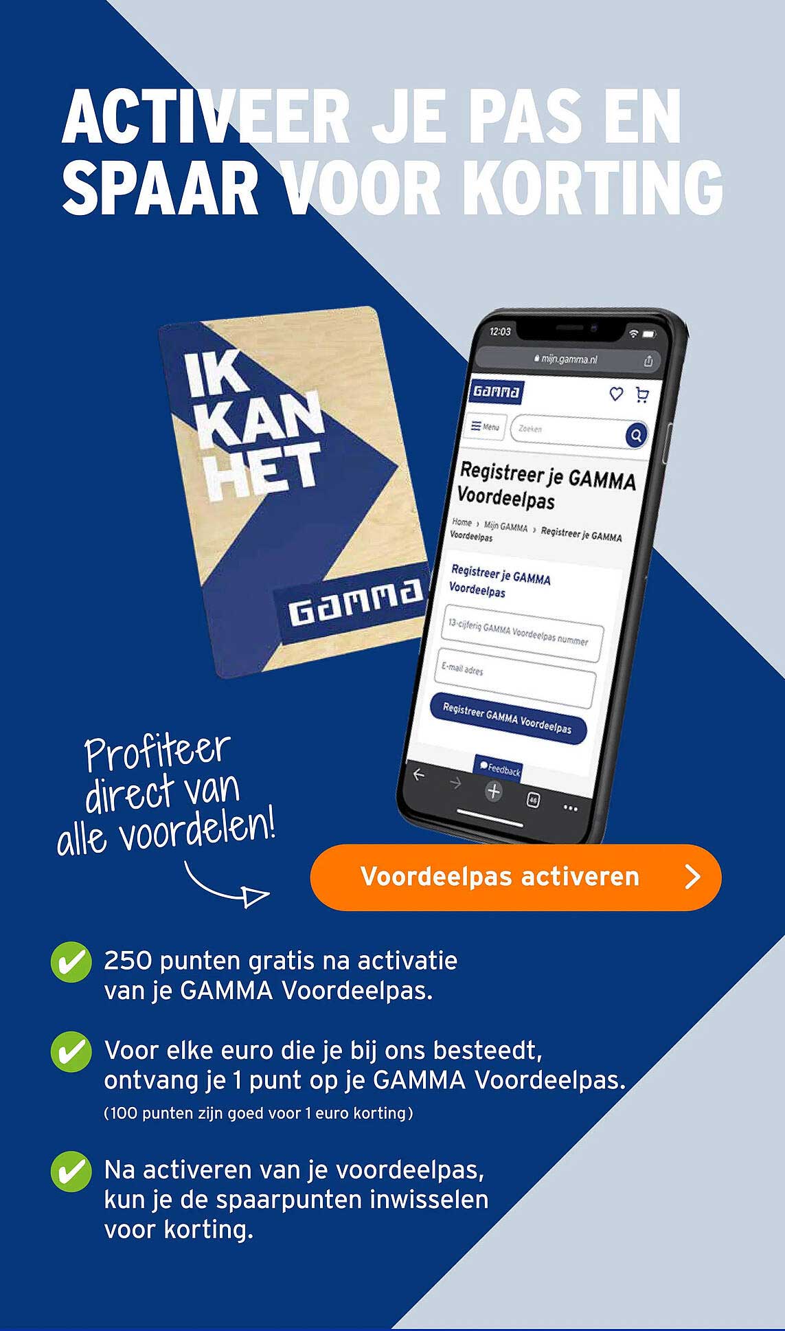 Activeer je pas en spaar voor korting