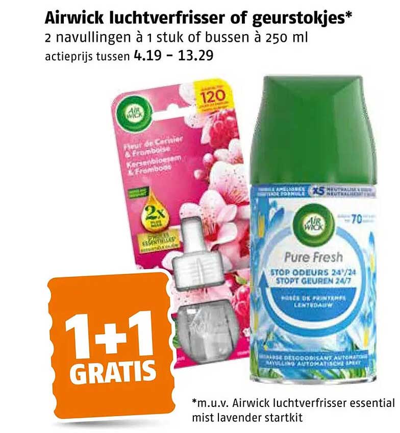 Airwick luchtverfrisser of geurstokjes* 1+1 GRATIS