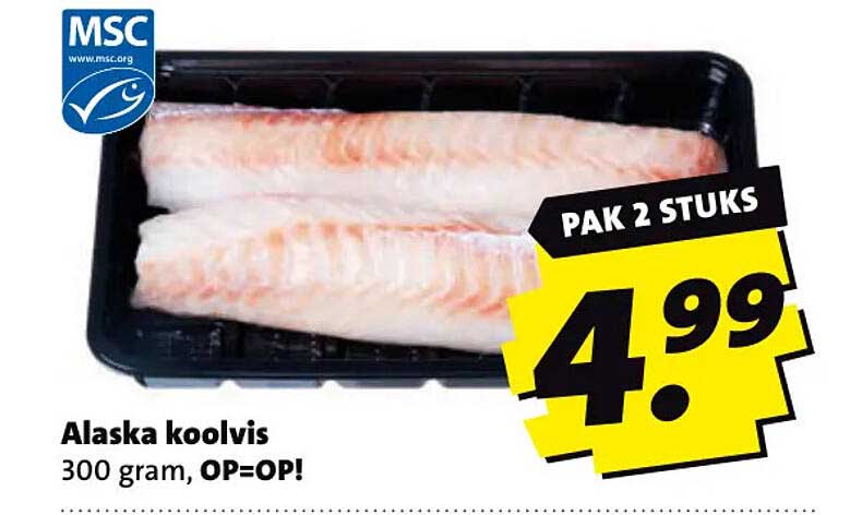 Alaska koolvis 300 gram, OP=OP! PAK 2 STUKS