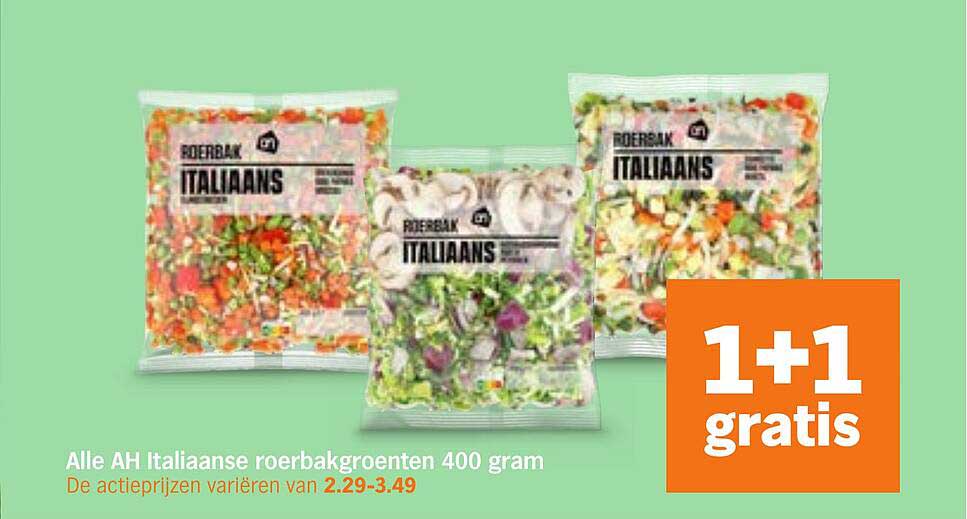 Alle AH Italiaanse roerbakgroenten 400 gram 1+1 gratis