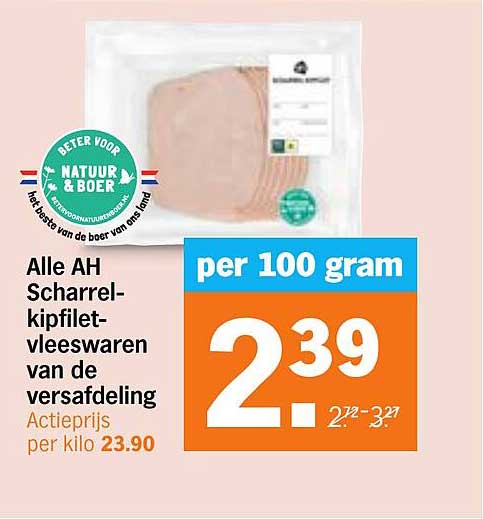 Alle AH Scharrel-kipfilet-vleeswaren van de versafdeling