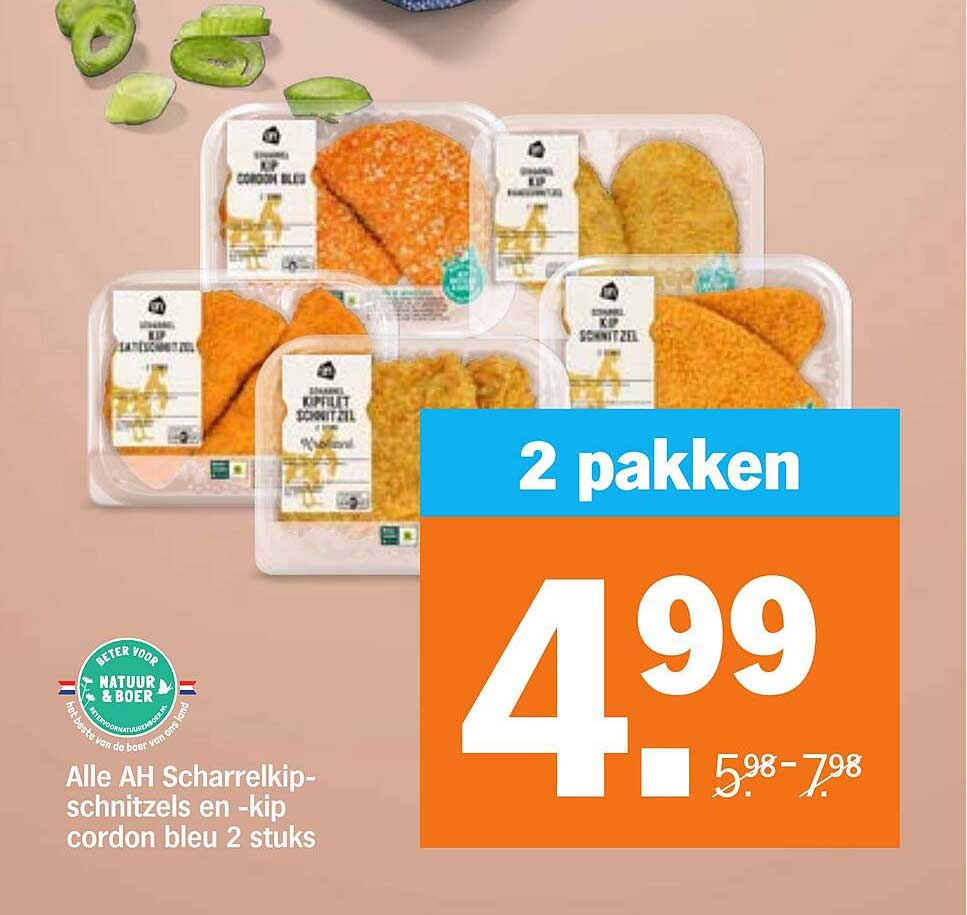 Alle AH Scharrelkip-schnitzels en -kip cordon bleu 2 stuks