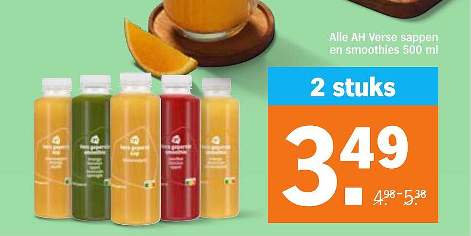 Alle AH Verse sappen en smoothies 500 ml 2 stuks