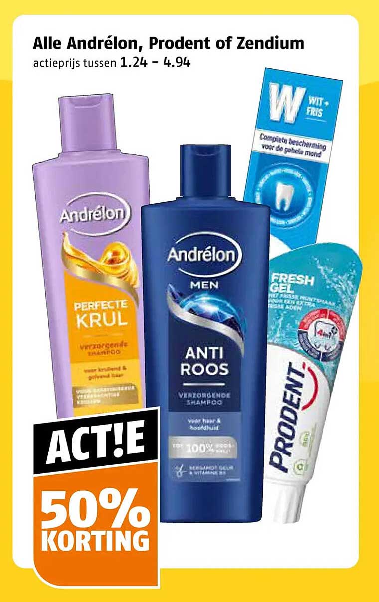 Alle Andrélon, Prodent of Zendium ACT!E 50% KORTING