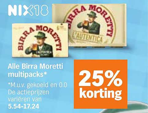 Alle Birra Moretti multipacks* 25% korting