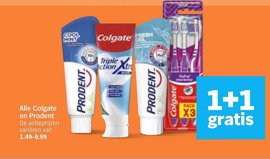 Alle Colgate en Prodent 1+1 gratis