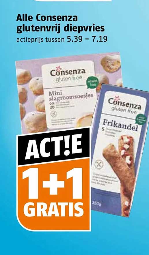 Alle Consenza glutenvrij diepvries 1+1 GRATIS