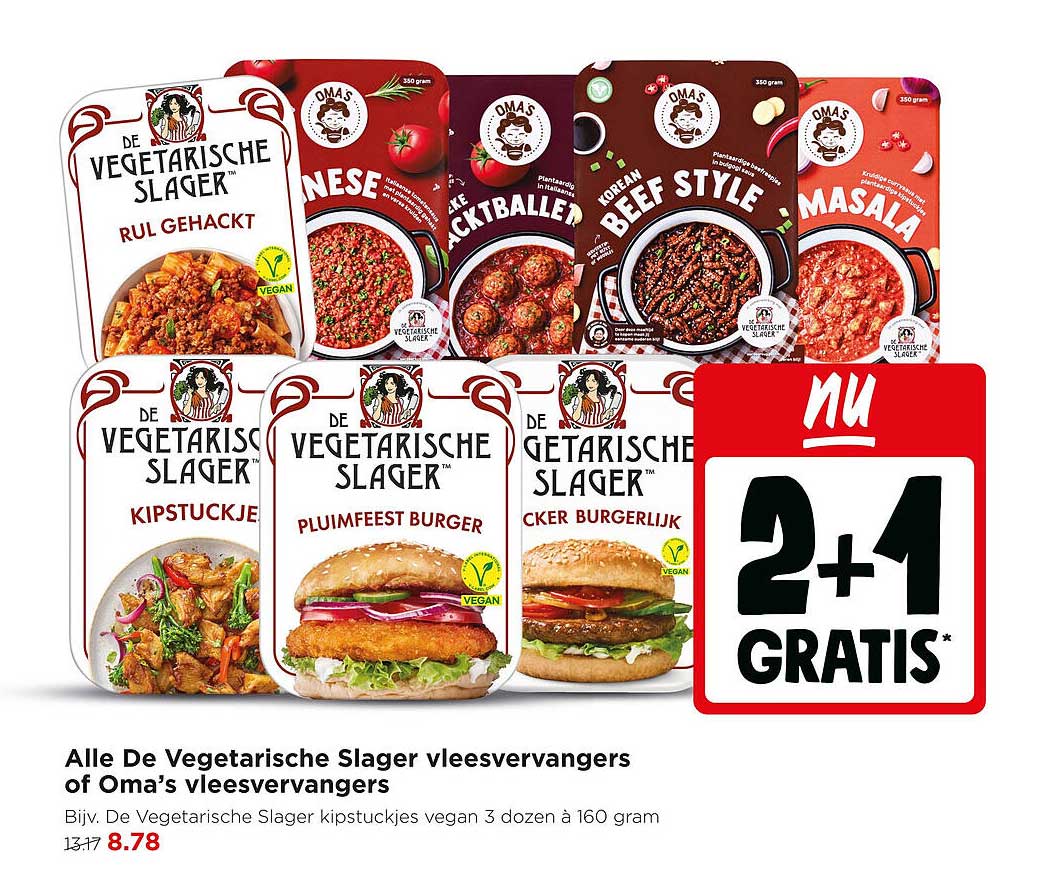 Alle De Vegetarische Slager vleesvervangers of Oma’s vleesvervangers 2+1 gratis