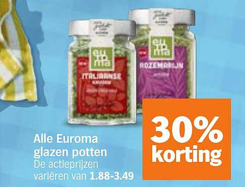 Alle Euroma glazen potten 30% korting
