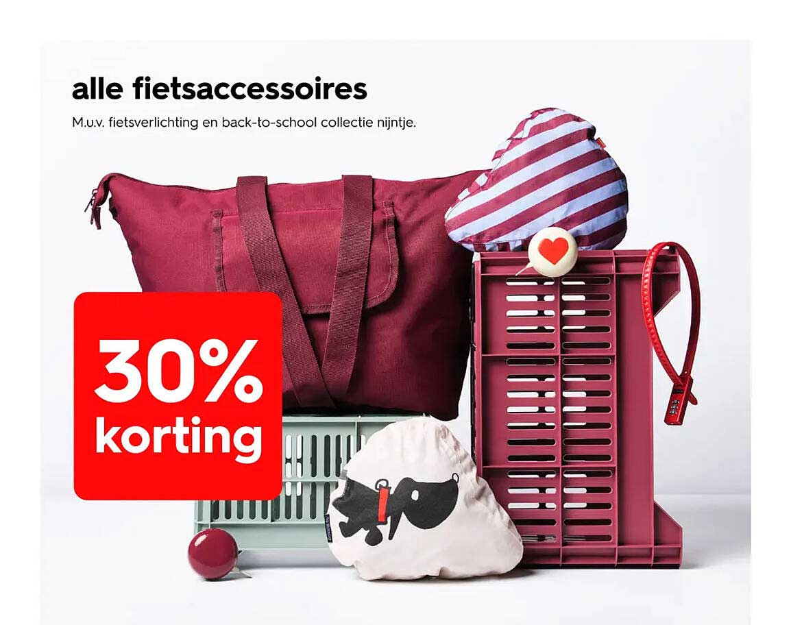 alle fietsaccessoires 30% korting