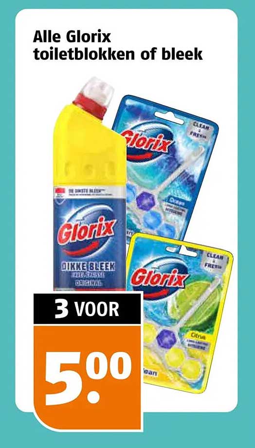 Alle Glorix toiletblokken of bleek 3 voor
